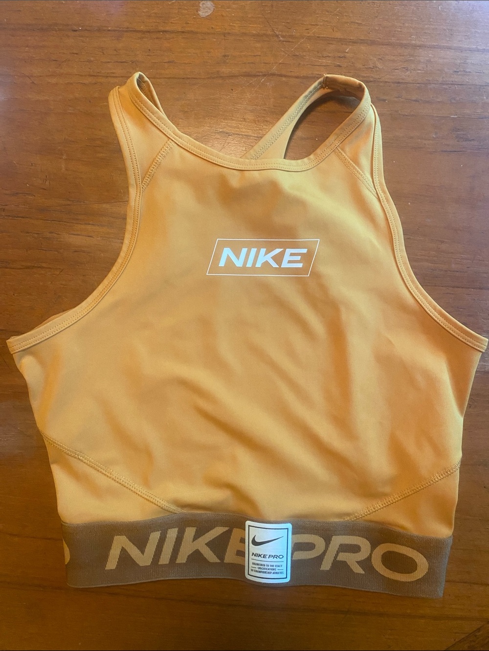 Nike Women's Mustard Orange Pro Crop Sports Bra Tank